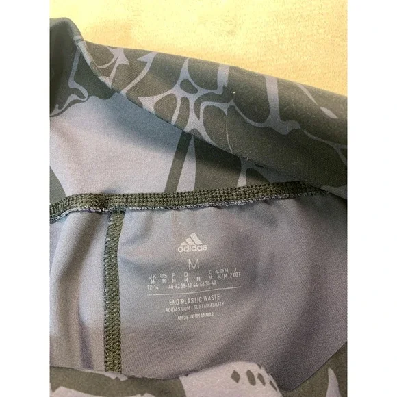 Adidas Womens Leggings Optime‎ Flower Print 7/8 Black Blue Athletic High Waist M - Picture 5 of 10